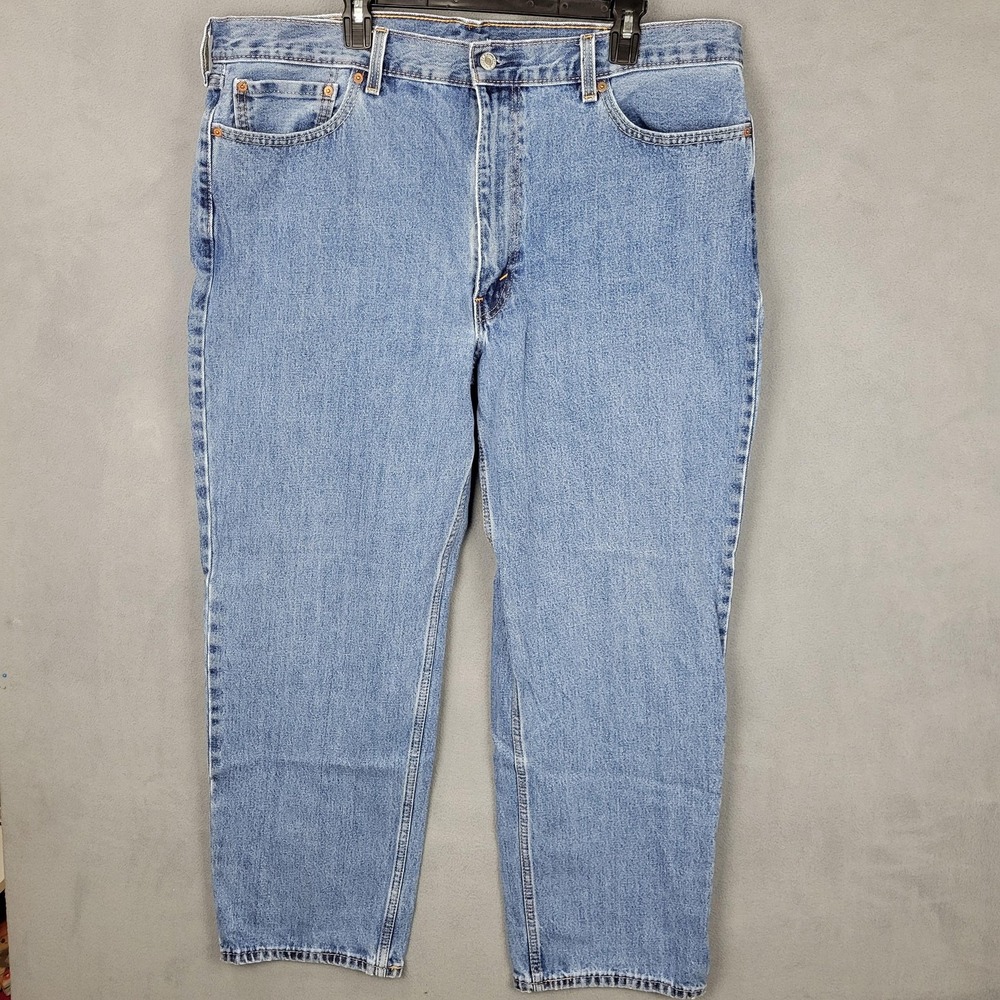 Levis 550 Jeans Mens 42x30 Light Wash Blue Relaxed Fit Tapered Leg Red Tab Denim